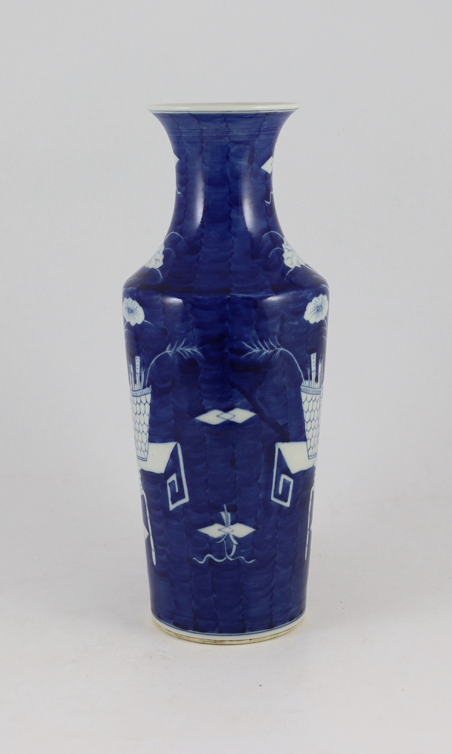 A Chinese blue and white 'Antiques' vase, early 20th century, 38 cm high